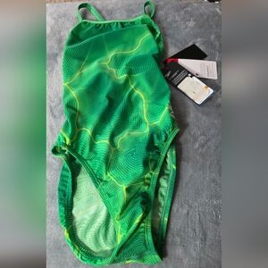 Speedo Endurance+ One-Piece Swimsuit - Vibrant Green Topographic Print-24